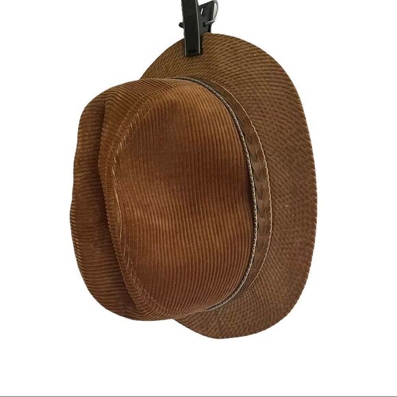 BILTMORE vintage brown corduroy fedora hat brown - Picture 3 of 12